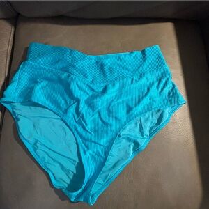 Aerie Bright Blue Ribbed High-Waist Bikini Bottom